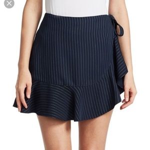 Cinq a Sept Wrap Ruffle Pin Striped Skirt